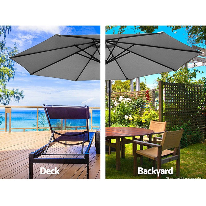 Instahut Outdoor Umbrella 3M Cantilever Beach Garden Grey Furniture > Outdoor HLS