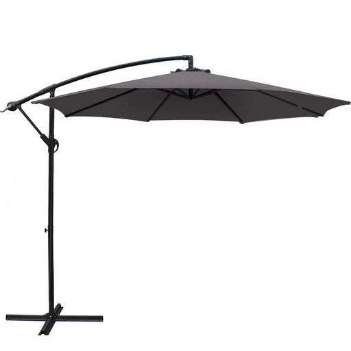 Instahut Outdoor Umbrella 3M Cantilever Beach Garden Patio Charcoal Home & Garden > Lawn & Garden > Outdoor Living > Outdoor Umbrellas & Sunshades HLS