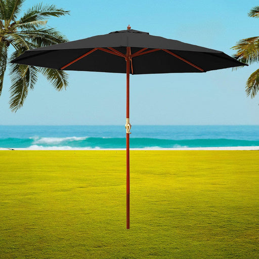 Instahut Outdoor Umbrella 3M Pole Cantilever Stand Garden Umbrellas Patio Black Furniture > Outdoor HLS
