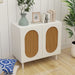 Kailua Rattan 2-Door Accent Cabinet in White Furniture > Cabinets & Storage > Buffets & Sideboards HLS