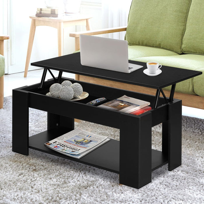 Lift Up Top Coffee Table Storage Shelf Black Furniture > Tables > Accent Tables > Coffee Tables HLS