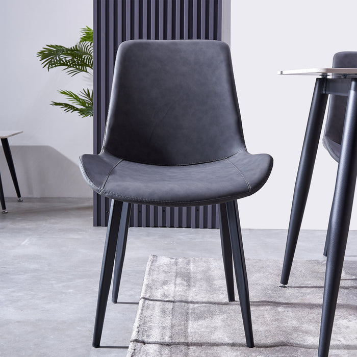Mendy Dining Chair Grey PU Seat and Carbon Steel Frame (Set of Four) Home Living Store
