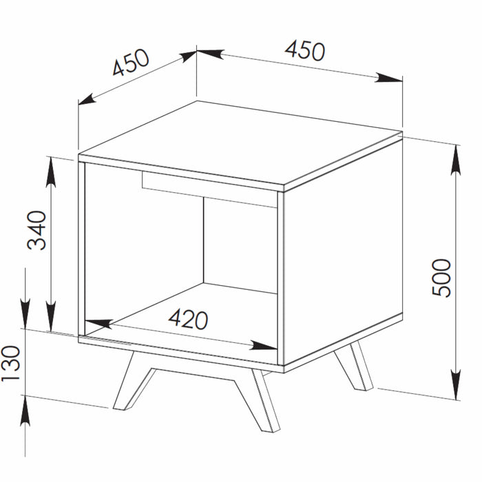 Metro End Table Dimensions Line Drawing