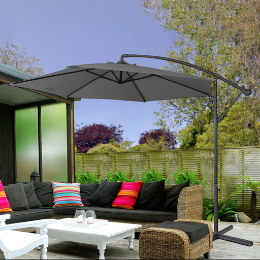 Milano 3M Outdoor Umbrella Cantilever With Protective Cover Patio Garden Shade - Charcoal Home & Garden > Lawn & Garden > Outdoor Living > Outdoor Umbrellas & Sunshades HLS
