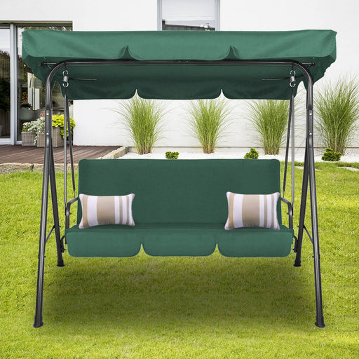 Milano Outdoor Swing Bench Seat Chair Canopy Furniture 3 Seater Garden Hammock - Dark Green Home & Garden > Lawn & Garden > Outdoor Living > Porch Swings HLS