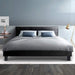 Neo Bed Frame Double Size Base Mattress Platform Leather Wooden Black Furniture > Beds & Accessories > Beds & Bed Frames HLS