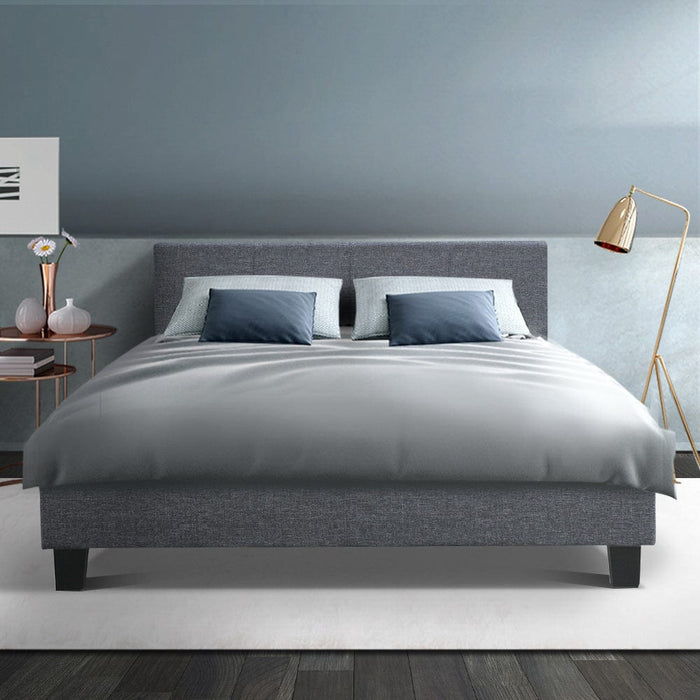 Neo Bed Frame Fabric - Grey Double Furniture > Beds & Accessories > Beds & Bed Frames HLS