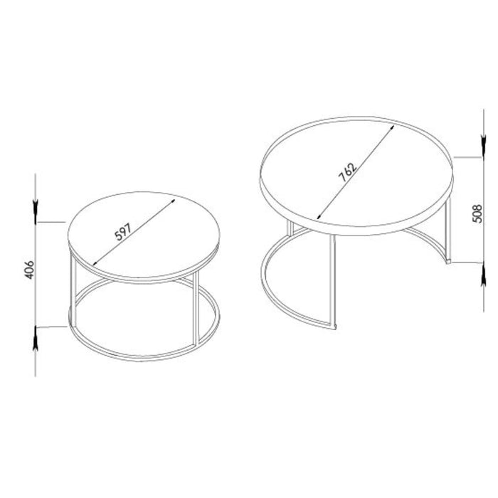 Reflect Nested Coffee Table Set Dimensions Line Drawing