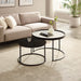 Nested Coffee Table White and Black Sintered Stone with Carbon Steel Metal Frame by Criterion™ Home Living Store