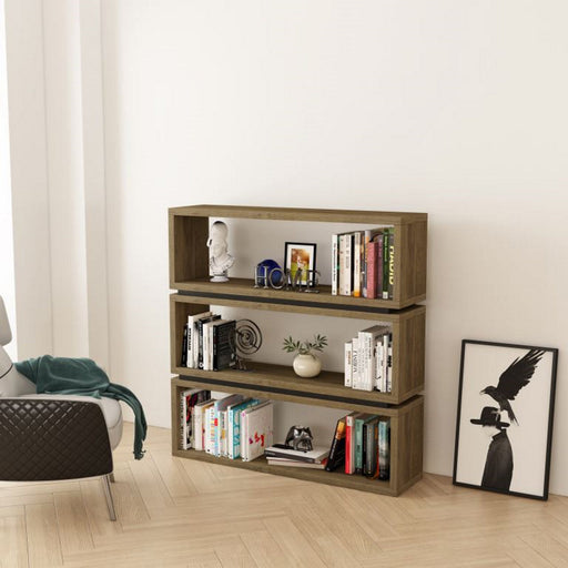Pinto Bookcase, Black Highlights with Dark Oak Finish Shelves. Furniture > Shelving > Bookcases & Standing Shelves HLS