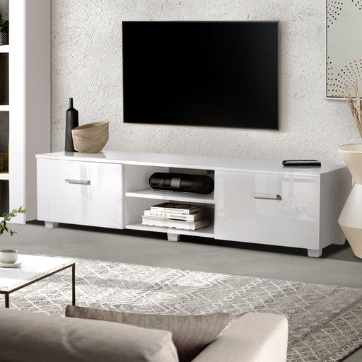 TV Cabinet Entertainment Unit Stand High Gloss Furniture Storage Drawers 140cm White Furniture > Entertainment Centers & TV Stands HLS