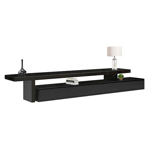 TV Cabinet with 3 Storage Drawers Extendable With Glossy MDF Entertainment Unit in Black Color Furniture > Entertainment Centers & TV Stands HLS