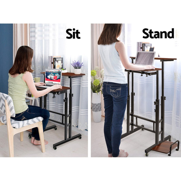 Twin Laptop Table Desk - Dark Wood Furniture > Office Furniture > Desks HLS