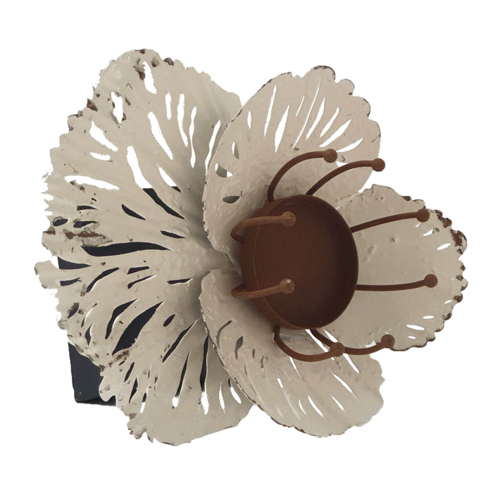 Vesta Candle Holder Metal Flower in Bloom with Wooden Base by Urban Style™ Home & Garden > Decor > Home Fragrance Accessories > Candle Holders HLS
