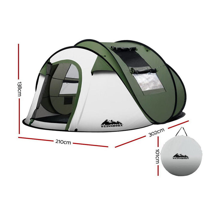 Weisshorn Instant Up Camping Tent 4-5 Person Pop up Tents Family Hiking Beach Dome Sporting Goods > Outdoor Recreation > Camping & Hiking > Tents HLS