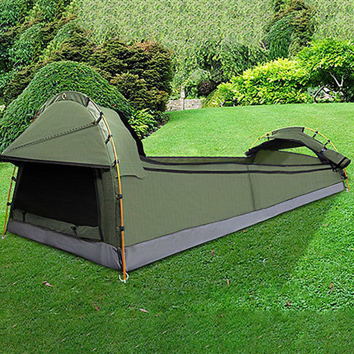 Weisshorn Swags King Single Camping Swag Canvas Tent Deluxe With Mattress Sporting Goods > Outdoor Recreation > Camping & Hiking > Tents HLS