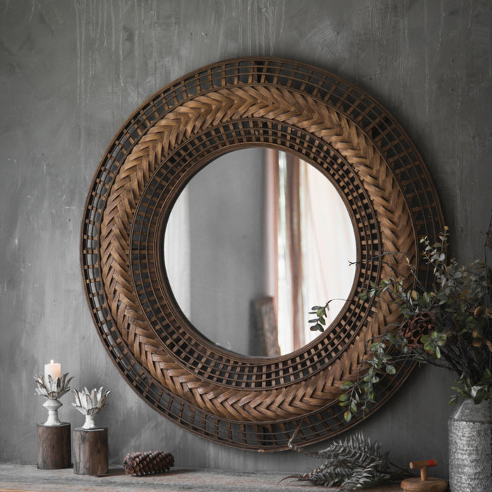 Zulu Mirror Round Brown Wicker by Urban Style™ Home & Garden > Decor > Mirrors HLS